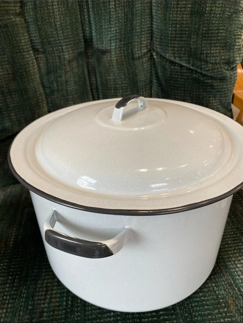 Vintage White Enamel Stockpot with Lid
